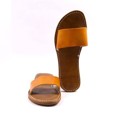 Sandale aus orangefarbenem Leder
