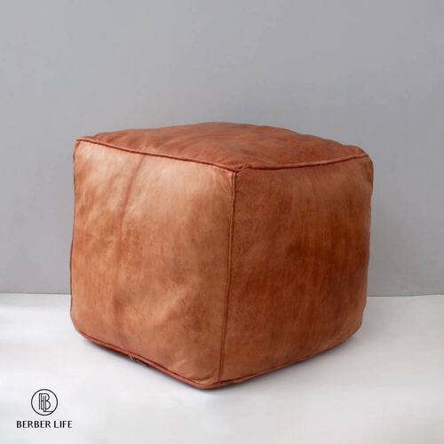 Moroccan Rectangular Handmade Leather Pouf