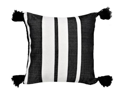 PILLOW BW 2 HANDWOVEN POMPOM COVER 50X50