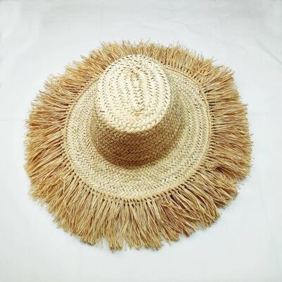 Chapeau de Paille Feuille de Palmier Bordure en Raphia