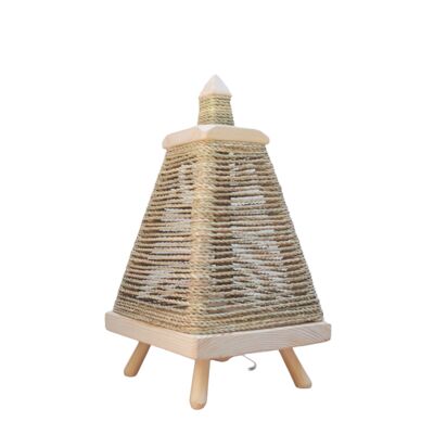 Pyramidal lamp woven in thread of Doum
