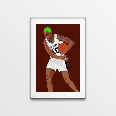 Poster „Dennis Rodman Spurs, Limited Edition“ – 30x40cm