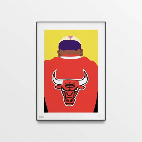 Affiche "Dennis Rodman Bulls Head, Limited Edition" - 30x40cm