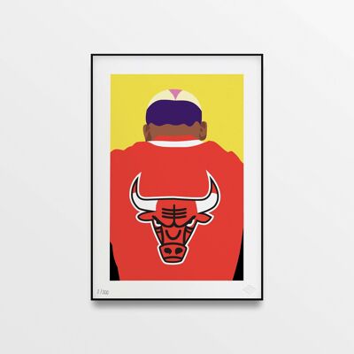 Poster „Dennis Rodman Bulls Head, Limited Edition“ – 30x40cm