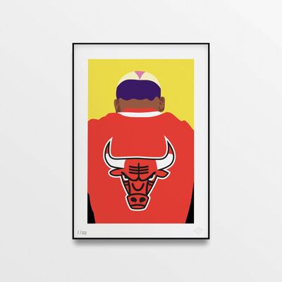 Affiche "Dennis Rodman Bulls Head, Limited Edition" - 30x40cm