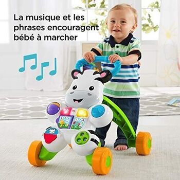 Mattel - réf : DLD96 - Fisher-Price - Mon Trotteur Zèbre Parlant pour apprendre à marcher avec musique et activités d'éveil. A partir de 6 mois. Version française. 10