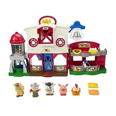 Mattel - ref: GXF15 - Fisher-Price - Little People Box - Farm Animals with Lights and Music, in English and French - Progressive Development Toy - From 1 to 5 years old