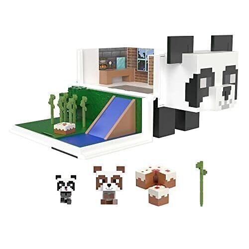 Mattel - réf : HLL25 - Minecraft - La Maison du Panda - Coffret Collection Mini Têtes Modulables - Dès 3 ans
