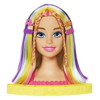 Mattel - réf : HMD78 - Barbie - Tête à Coiffer blonde avec mèches arc-en-cie - Dès 3 Ans 1