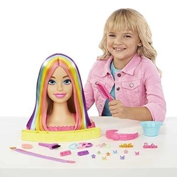 Mattel - réf : HMD78 - Barbie - Tête à Coiffer blonde avec mèches arc-en-cie - Dès 3 Ans 2