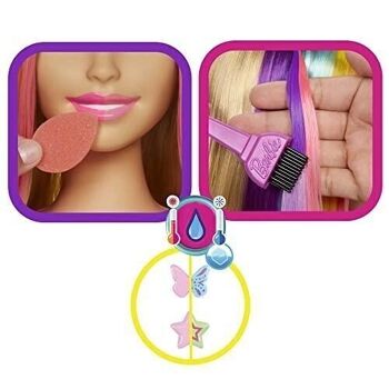 Mattel - réf : HMD78 - Barbie - Tête à Coiffer blonde avec mèches arc-en-cie - Dès 3 Ans 3