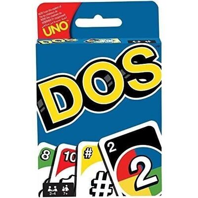 Mattel - réf : FRM36 - Jeu de cartes DOS de UNO, 108 cartes avec boîte en métal colorée, 2 à 10 joueurs - Individuellement ou par équipes. Dès 7 ans.