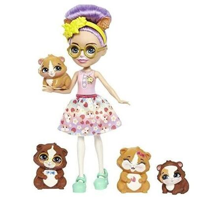 Mattel - ref: HHB84 - Enchantimals - Family Box with Glee Guinea Pig Doll (15 Cm) and 4 Animal Figures.