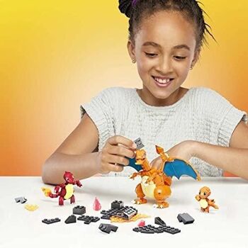 Mattel - réf : HFG06 - Mega Construx - Pokémon - Évolution de Salamèche - Coffret de Figurines Salamèche, Reptincel et Dracaufeu articulées - 300 pièces 2