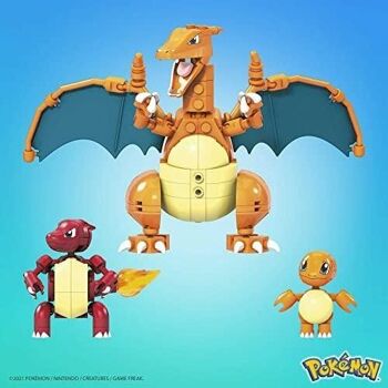 Mattel - réf : HFG06 - Mega Construx - Pokémon - Évolution de Salamèche - Coffret de Figurines Salamèche, Reptincel et Dracaufeu articulées - 300 pièces 4