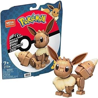 Mattel - ref: HDL84 - MEGA Pokémon - Medium Eevee figurine - to build, building brick set, 215 pieces
