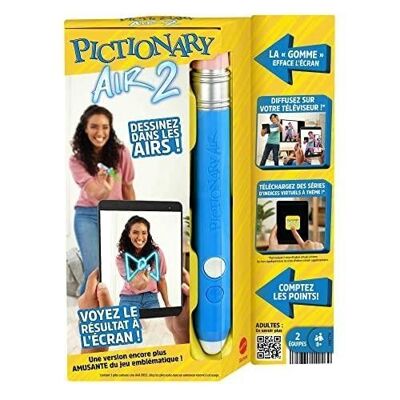 Mattel - réf : HNT74 - Pictionary Air 2 - Jeu de société pour toute la famille, jeu d’ambiance, avec stylo lumineux, version française