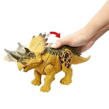 Mattel - réf : HLP19 - Jurassic World figurine articulée - Dinosaure Regaliceratops - Rugissement féroce avec son et attaque -13 cm de haut et 28 cm de long 4