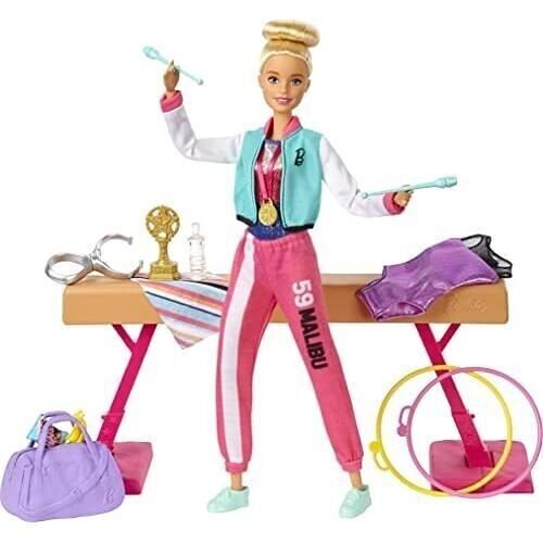 Mattel - réf : GJM72 - Barbie - Coffret Barbie Gymnastique - Avec poutre et accessoires