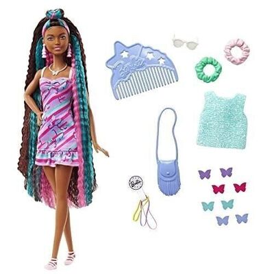 Mattel - réf : HCM91 - Barbie - Poupée Barbie (21,6 Ccm) Ultra Chevelure Papillons, 15 Accessoires, Poupée Mannequin