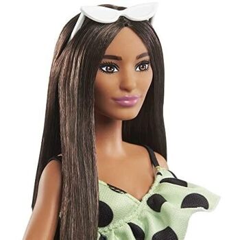 Mattel - réf : HJR99 - Barbie - Barbie Fashionistas 200, Brune avec Combinaison à pois, Poupée Mannequin 3