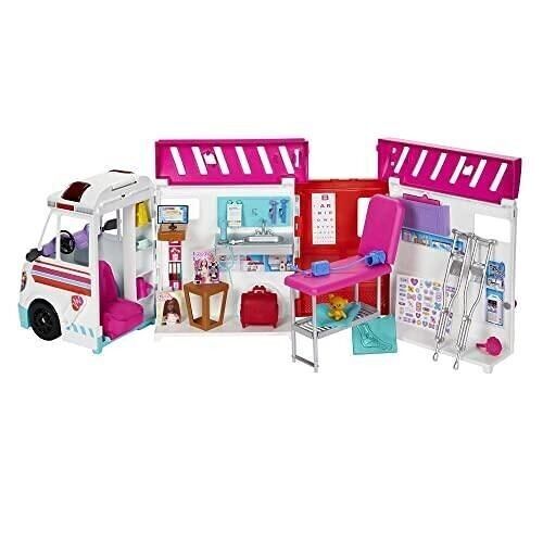 Mattel - réf : HKT79 - Barbie - Coffret Véhicule Médical avec ambulance et clinique - Poupée Mannequin - 3 ans et +