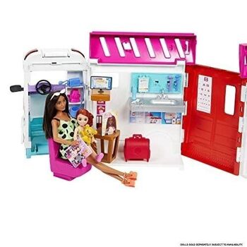 Mattel - réf : HKT79 - Barbie - Coffret Véhicule Médical avec ambulance et clinique - Poupée Mannequin - 3 ans et + 5