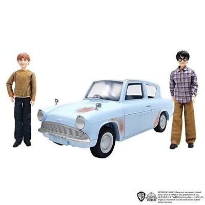 Mattel - réf : HHX03 - Harry Potter Harry and Ron's Flying Car Adventure Set, con coche Ford Anglia, muñecos de Harry Potter y Ron Weasley, para coleccionar, Juguete infantil, A partir de 6 años, HHX03