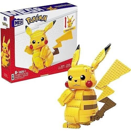 Mattel - réf : FVK81 - MEGA - Pokémon - Pikachu Géant 30 cm, jeu de construction, 825 pièces - A partir de 8 ans