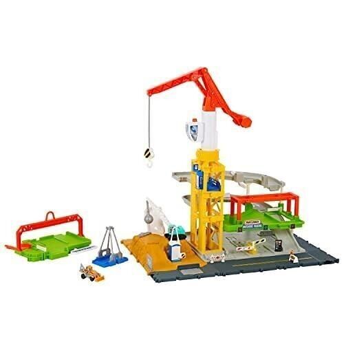 Mattel - réf : HPD63 - Matchbox - Coffret Chantier De Construction Action Drivers sonore et lumineux, avec grue 51 cm et accessoires.  A Partir De 3 Ans
