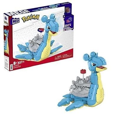 Mattel – Ref: HKT26 – Mega – Pokémon Lapras Bausatz – bewegliche Figur, 527 Teile, 18 cm hoch