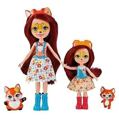 Mattel - ref: HCF81 - Enchantimals - Felicity and Feana Fox box set, 2 mini animal figurines and accessories