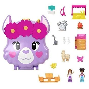 Mattel - réf : HKV33 - Polly Pocket - Mini-Univers Coffret Aventures Du Lama avec 2 mini-figurines Et 13 accessoires 1