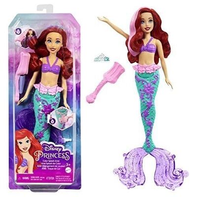 Mattel - ref: HLW00 - Princesas Disney - Muñeca La Sirenita Ariel - Cambio de color al contacto con el agua