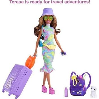 Mattel - réf : HKB05 - Barbie - Coffret Teresa voyage - avec poupée et chiot 8
