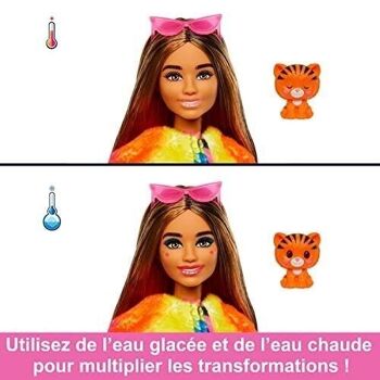 Mattel - réf : HKP99 - Barbie - Poupée Cutie Reveal Série Jungle avec costume de tigre en peluche. 3