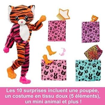 Mattel - réf : HKP99 - Barbie - Poupée Cutie Reveal Série Jungle avec costume de tigre en peluche. 4