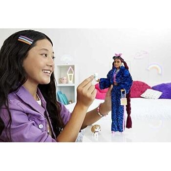 Mattel - réf : HHN09 - Barbie - Barbie Extra Bleu Léopard et chiot - Poupée Mannequin Extra n° 17 - 2