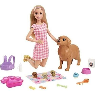 Mattel - ref: HCK75 - Barbie - Cachorro Caja de Nacimiento - Muñeca Maniquí