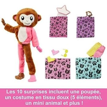 Mattel - réf : HKR01 - Barbie - Poupée Cutie Reveal Série Jungle avec costume de singe en peluche - Poupée mannequin 4