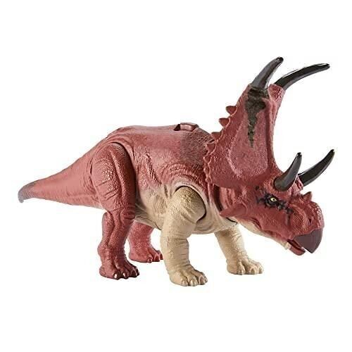Mattel - réf : HLP16 - Jurassic World - Figurine de dinosaure articulée - Diabloceratops - Rugissement Féroce avec Son et Attaque -Taille Moyenne