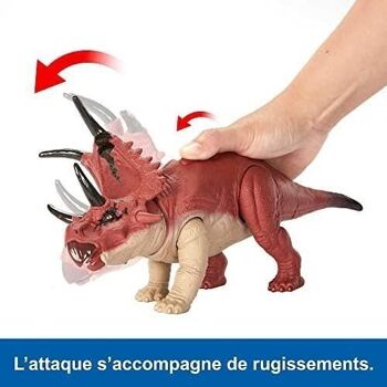Mattel - réf : HLP16 - Jurassic World - Figurine de dinosaure articulée - Diabloceratops - Rugissement Féroce avec Son et Attaque -Taille Moyenne 4