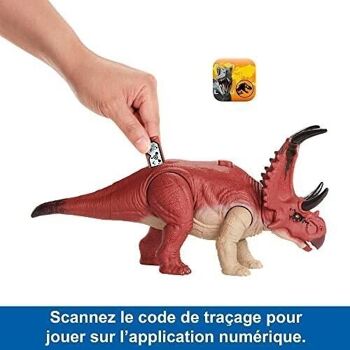 Mattel - réf : HLP16 - Jurassic World - Figurine de dinosaure articulée - Diabloceratops - Rugissement Féroce avec Son et Attaque -Taille Moyenne 5