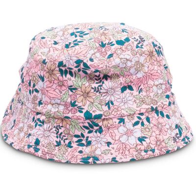 Cappello a secchiello da sole per ragazze con fiorellini rosa