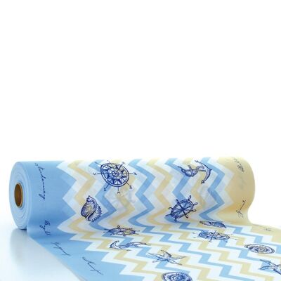 Table runner Maritime in blue made of Linclass® Airlaid 40 cm x 24 m, 1 piece