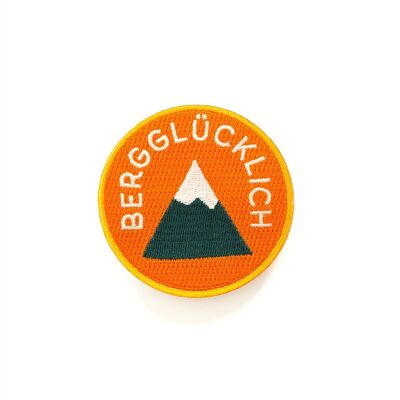 Cloth patch round, pin, patch - mountain happiness