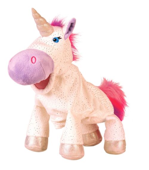 Unicorn moving mouth hand puppet