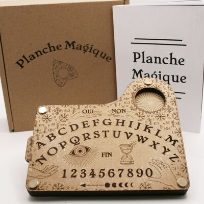 Tablero de madera tipo Ouija - Objeto decorativo, hecho a mano, artesanal, regalos, hecho en Francia, grabado láser, original, inusual, decorativo