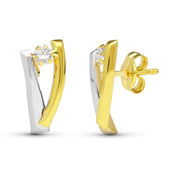 BOUCLES D'OREILLES EN OR BICOLORE 18K 11X6 MM 1