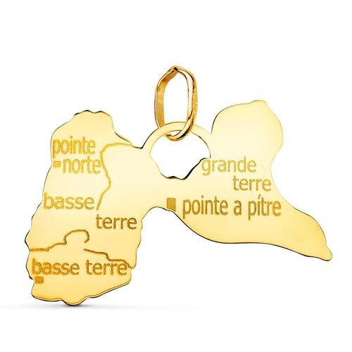 18K PENDENTIF OR JAUNE ILE GUADALOUPE 17 X 24 MM